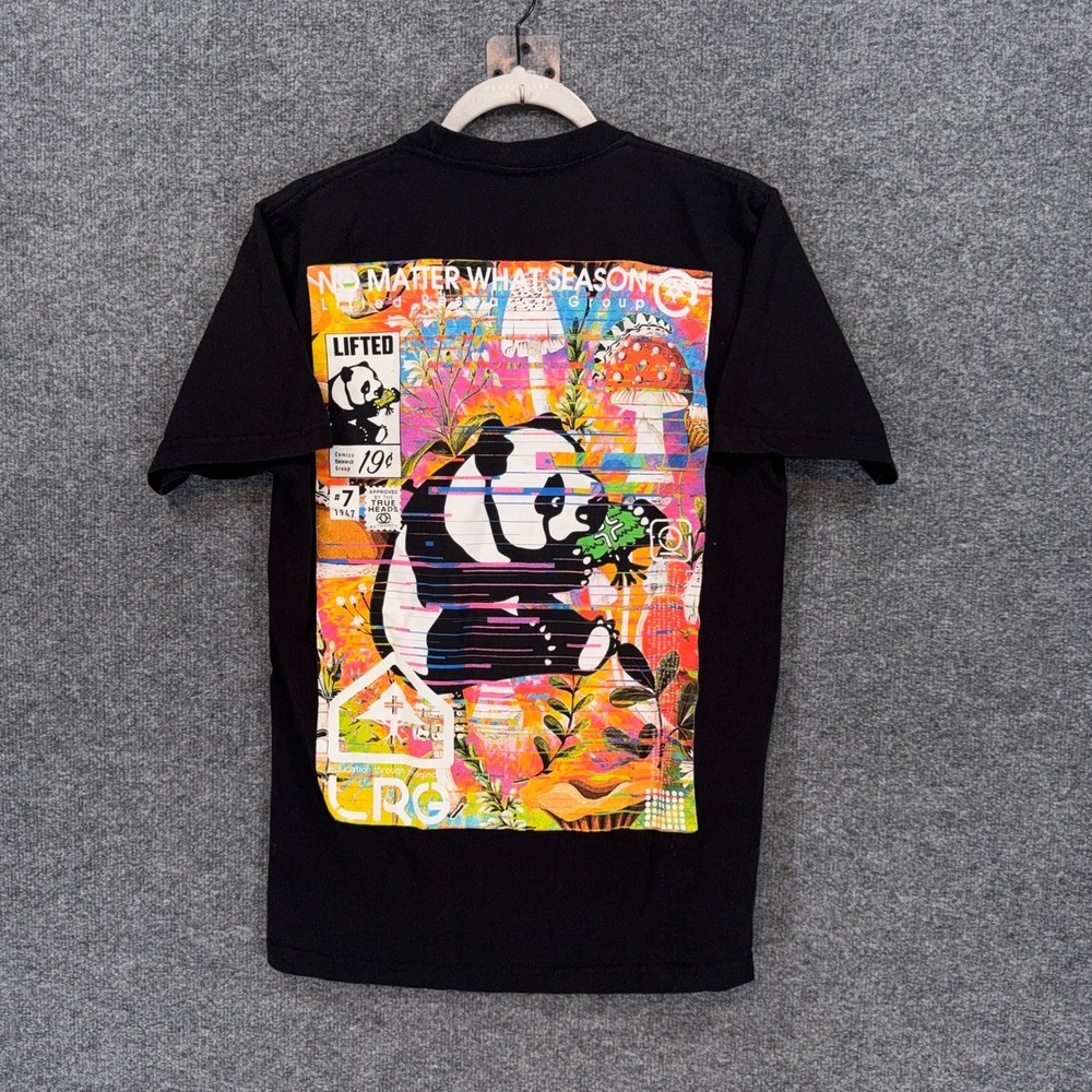 LRG Lifted Research Group Shirt Men Medium Black Panda Glitch Graphic Skater Tee